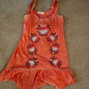 Coral Embroidered Dress